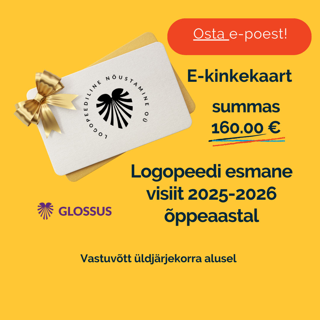 Glossus logopeediteenuse kinkekaart ja vestlusring kingituseks