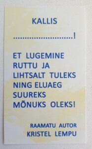 Kristel Lempu autorikirjake Dino raamatule